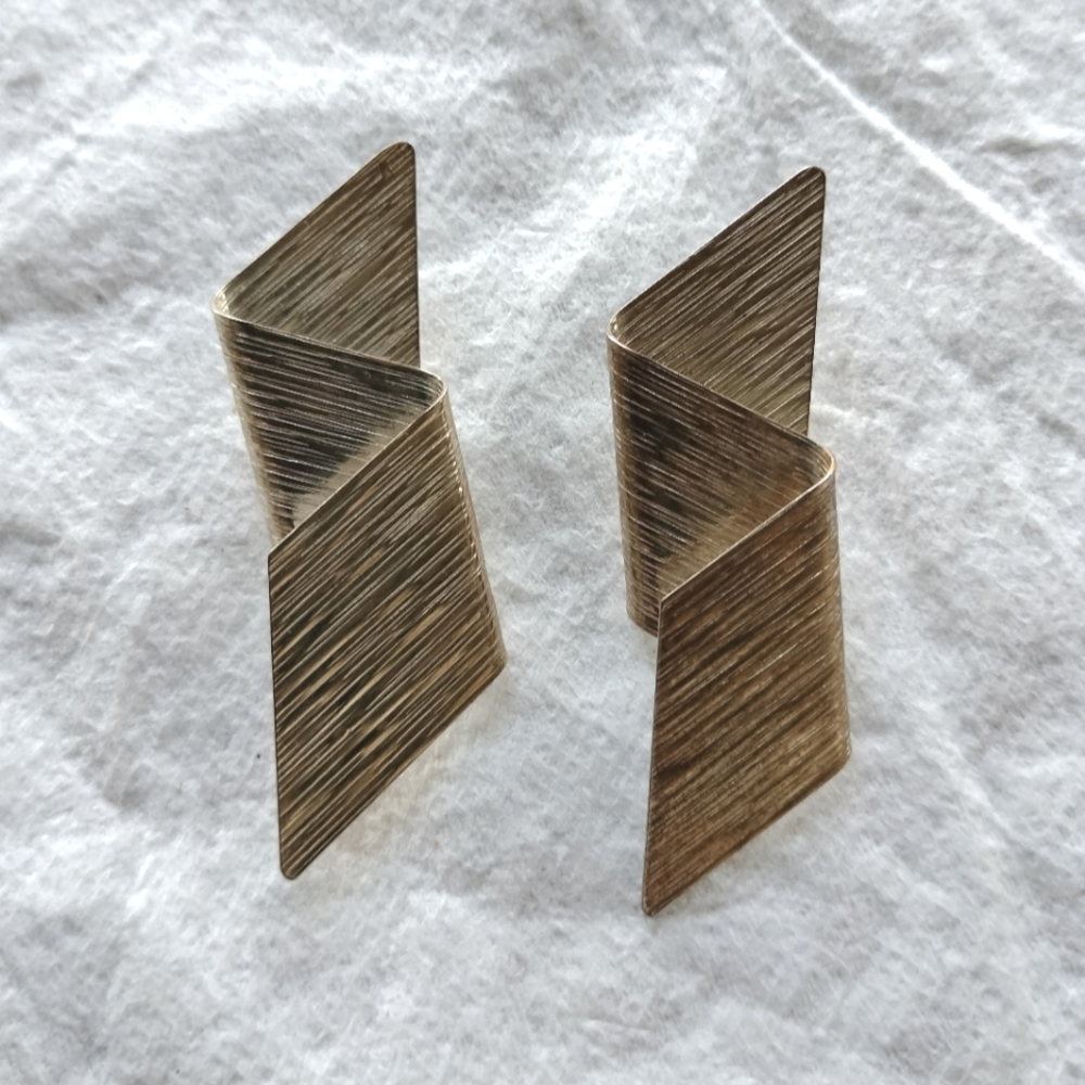 Lightning Bolt Style Silver Art Deco Earrings